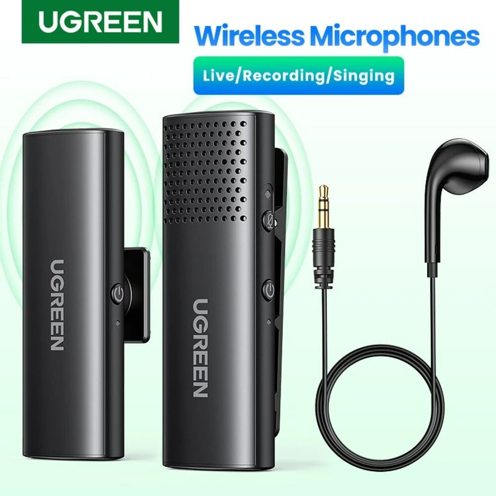 Thumb ugreen wireless microphone lavalier omni condenser mic noise reduction bluetooth mic for camera video recording live.jpg q90.jpg 