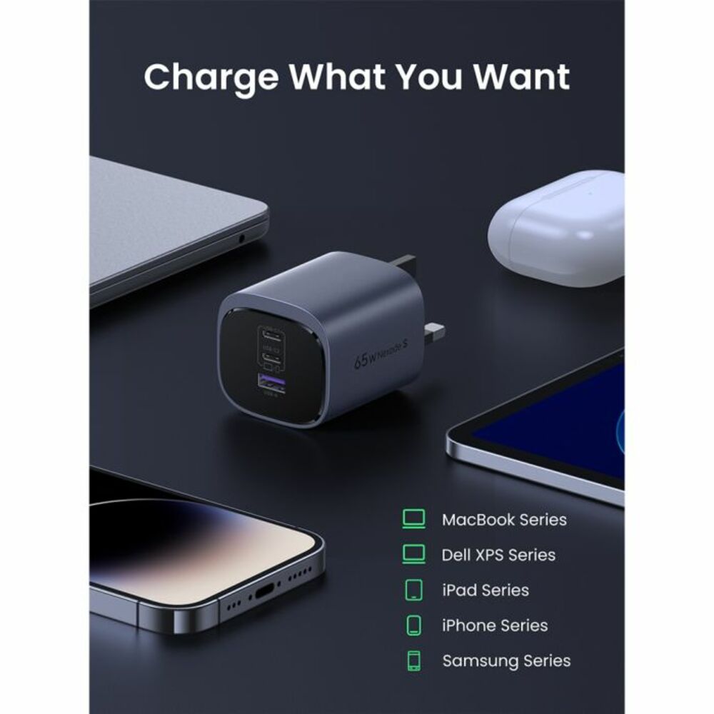 Thumb ugreen nexode s fast charger gan 2 usb c and usb ports 65w   gray 5