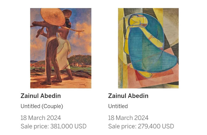 Sotheby's auction of a pair Zainul Abedin paintings breaks records for Bangladeshi artists