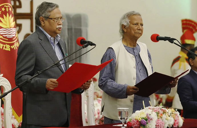 Prof Yunus takes oath as chief adviser of Bangladesh's interim govt