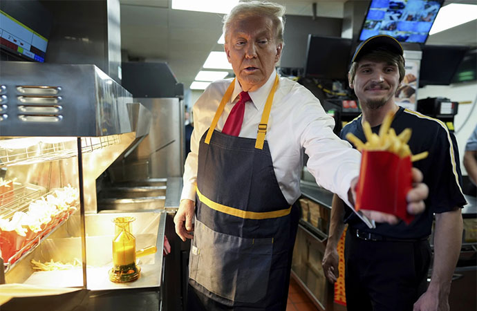 As campaign heats up, Trump works the fry station at McDonald’s