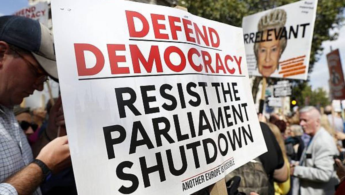 Parliament's suspension before Brexit protested across UK