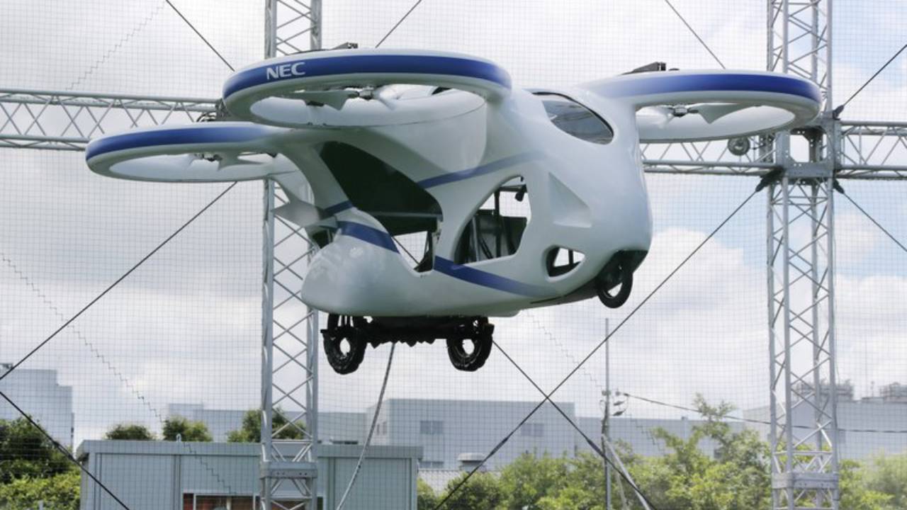 Japan's NEC shows 'flying car' hovering steadily for minute
