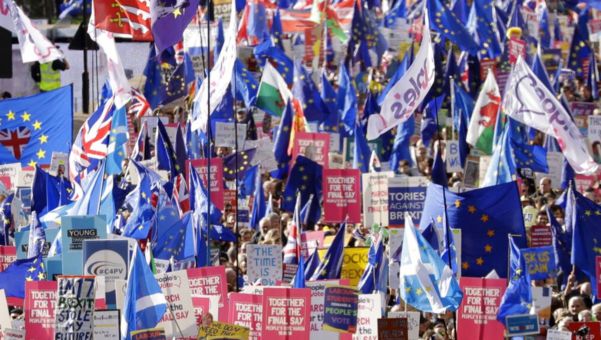 Anti-Brexit protesters march through London