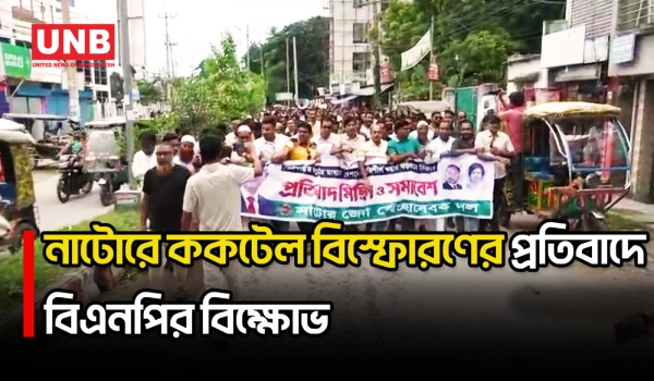 নাটোরে ককটেল বিস্ফোরণ ও নাশকতার প্রতিবাদে বিএনপির বিক্ষোভ মিছিল | Cocktail Blast | BNP Protes | UNB