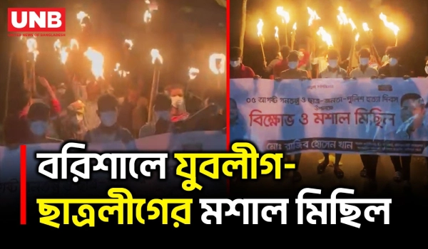 রাতের আঁধারে মশাল হাতে রাজপথে নামল যুবলীগ ও ছাত্রলীগ | Barishal | Jubo League | Chhatra League | UNB