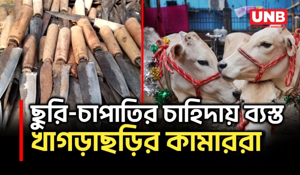 ঈদুল আজহা সামনে রেখে খাগড়াছড়ির কামারপল্লিতে বেড়েছে ব্যস্ততা | Khagrachari Blacksmith | UNB