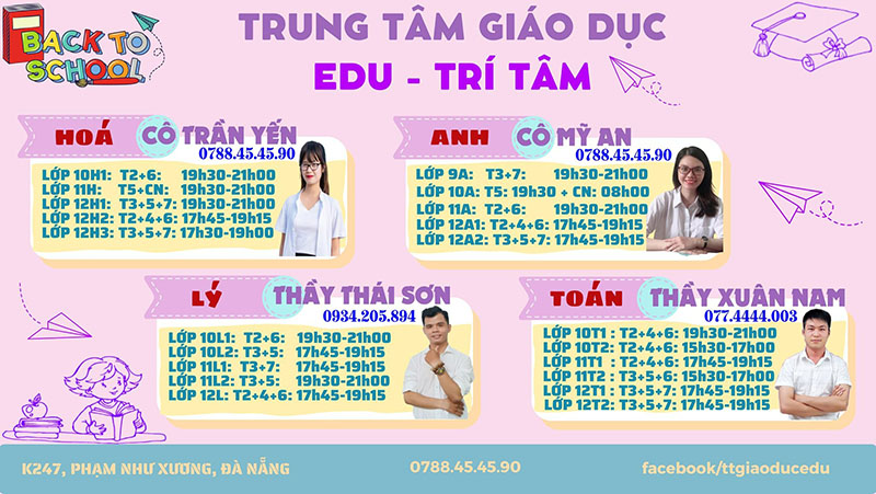 Lịch học và dàn giảng viên chất lượng của trung tâm