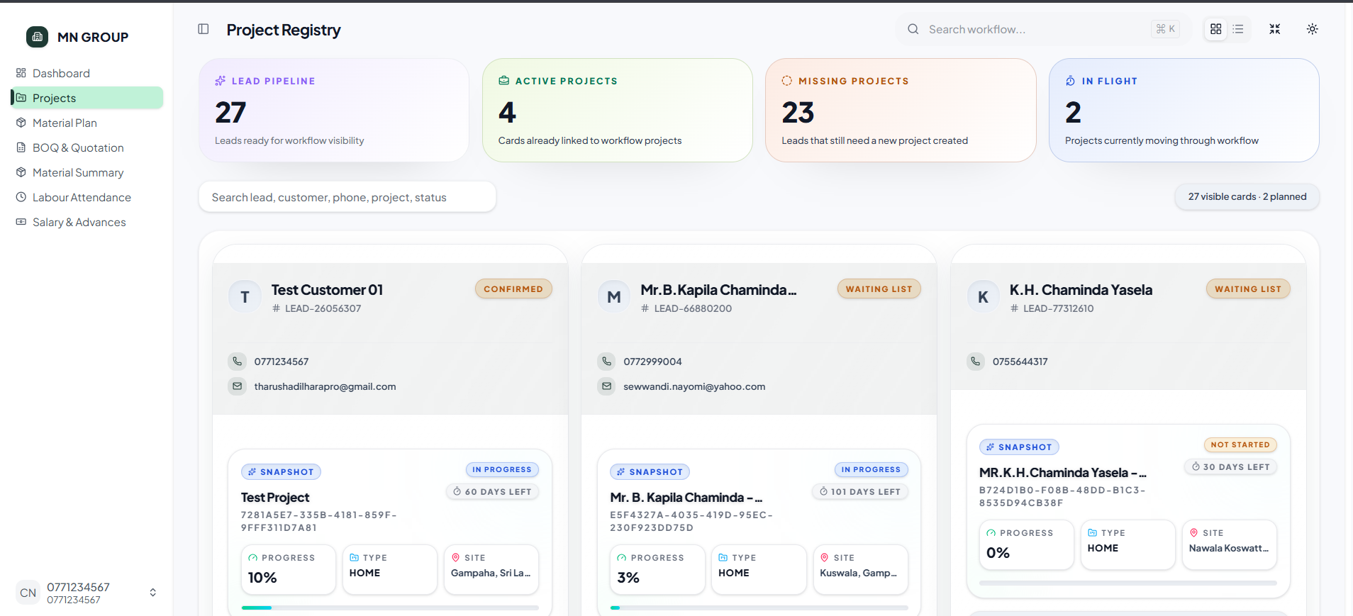 Project Management Dashboard screenshot 1