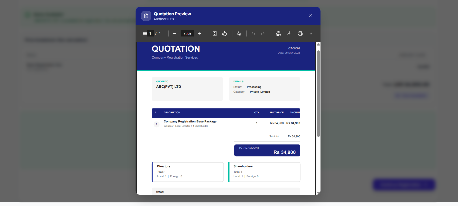 Integrated Billing & Quotation System screenshot 2
