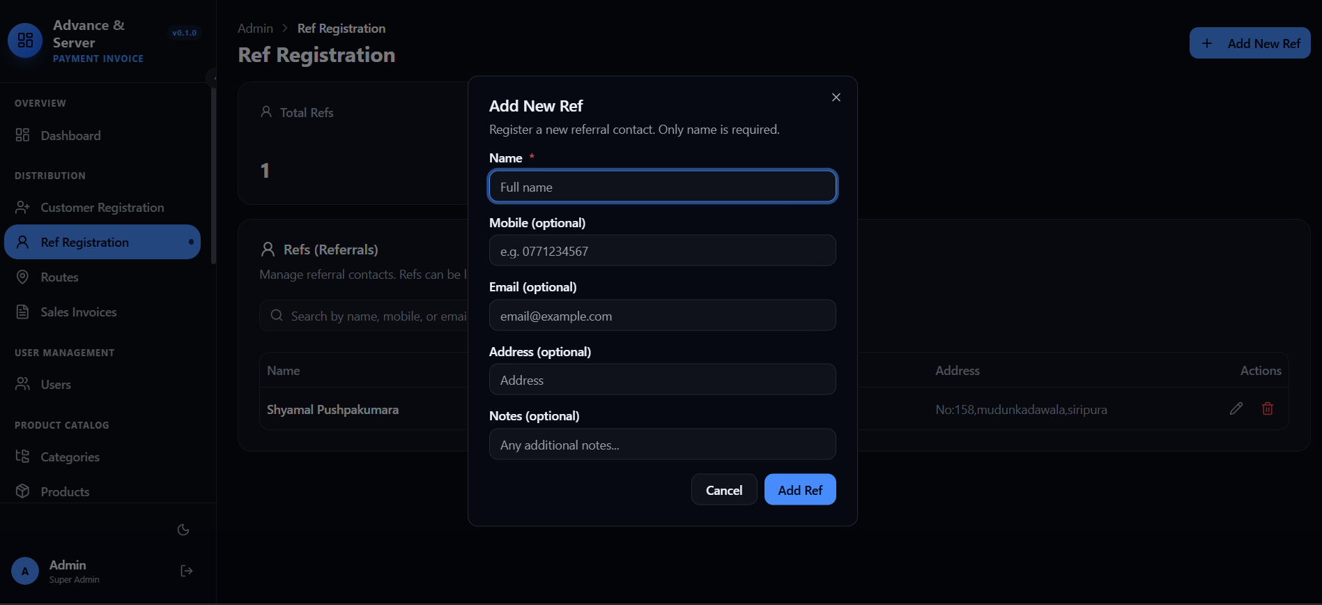 Ref Registration screenshot 2