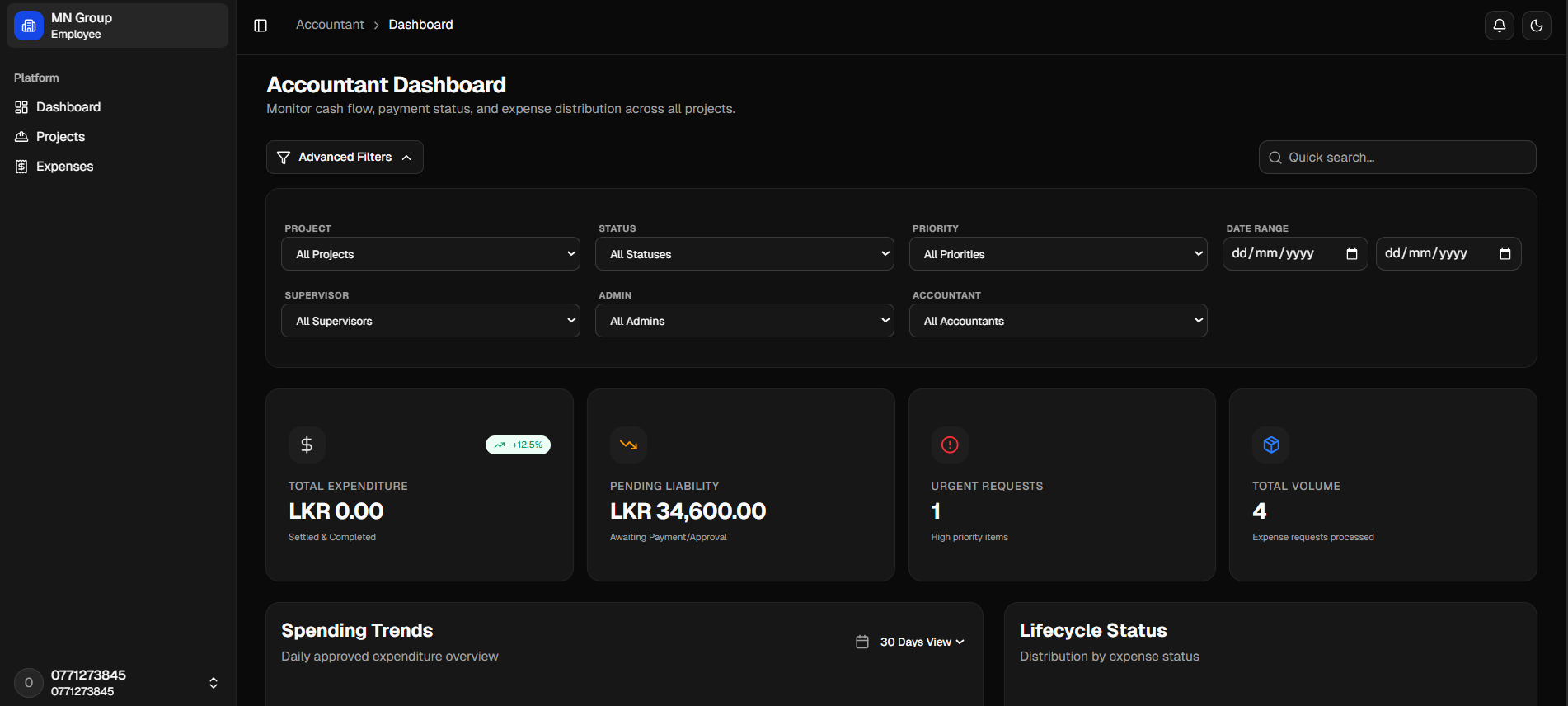 Accountant Dashboard screenshot 1