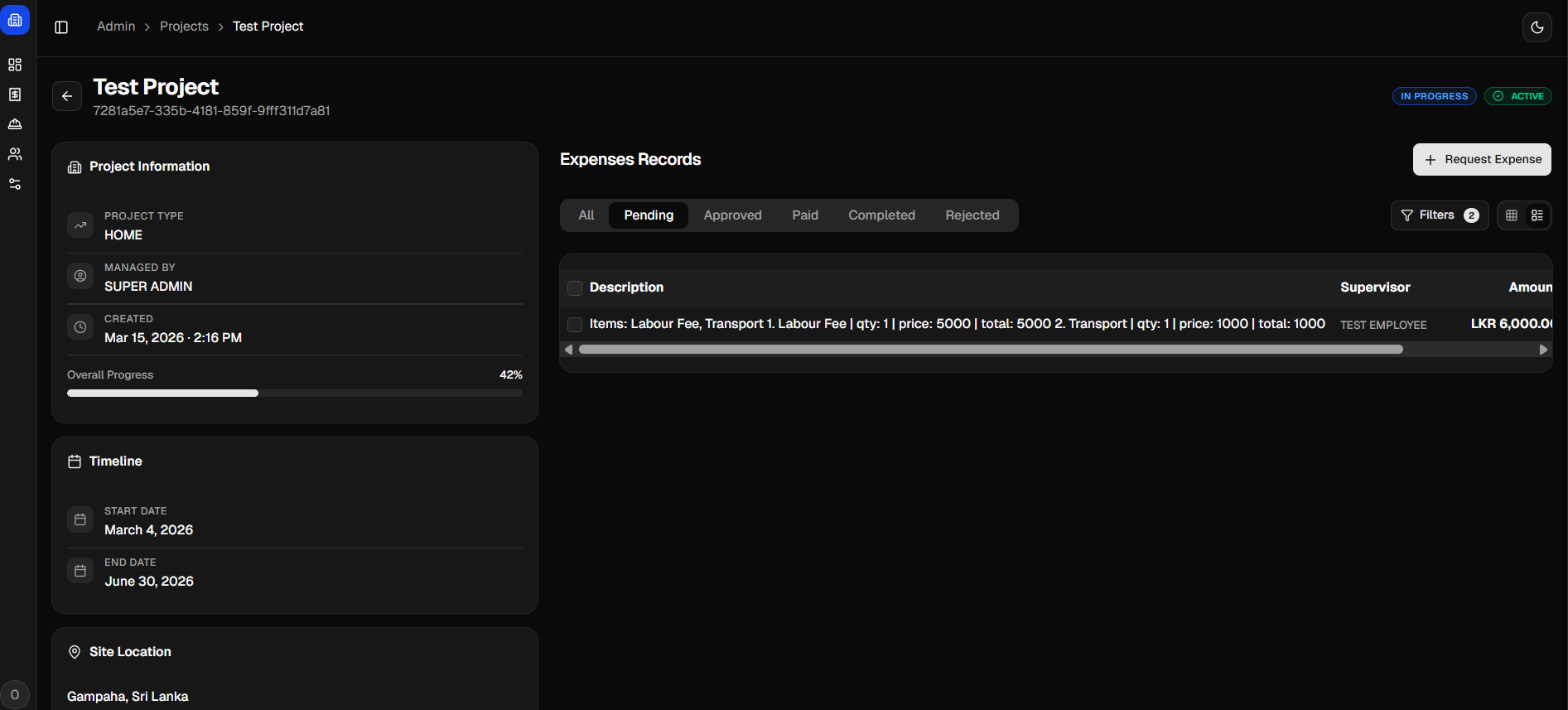 Projects Management screenshot 2