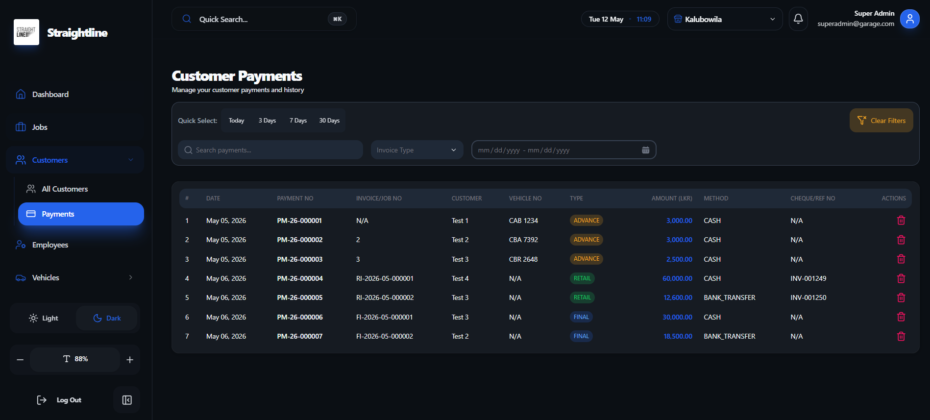 Customer Payments screenshot 2