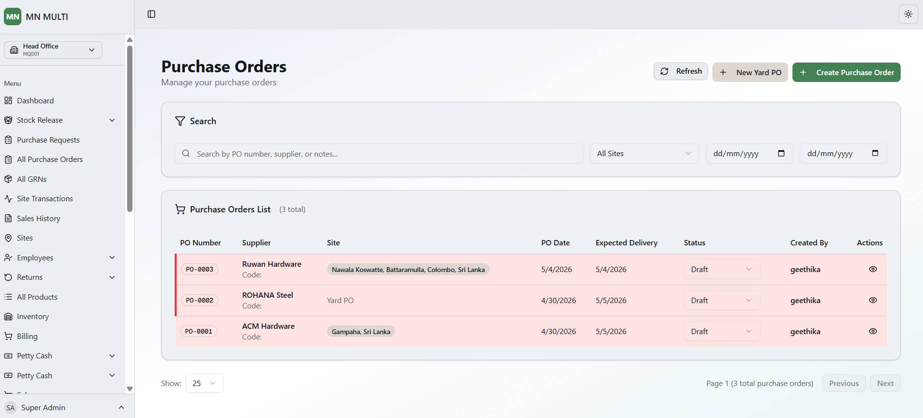 Purchase Orders screenshot 1