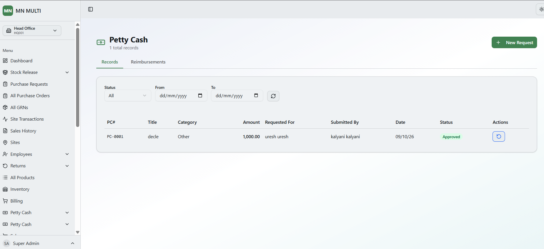 Petty Cash Management screenshot 1