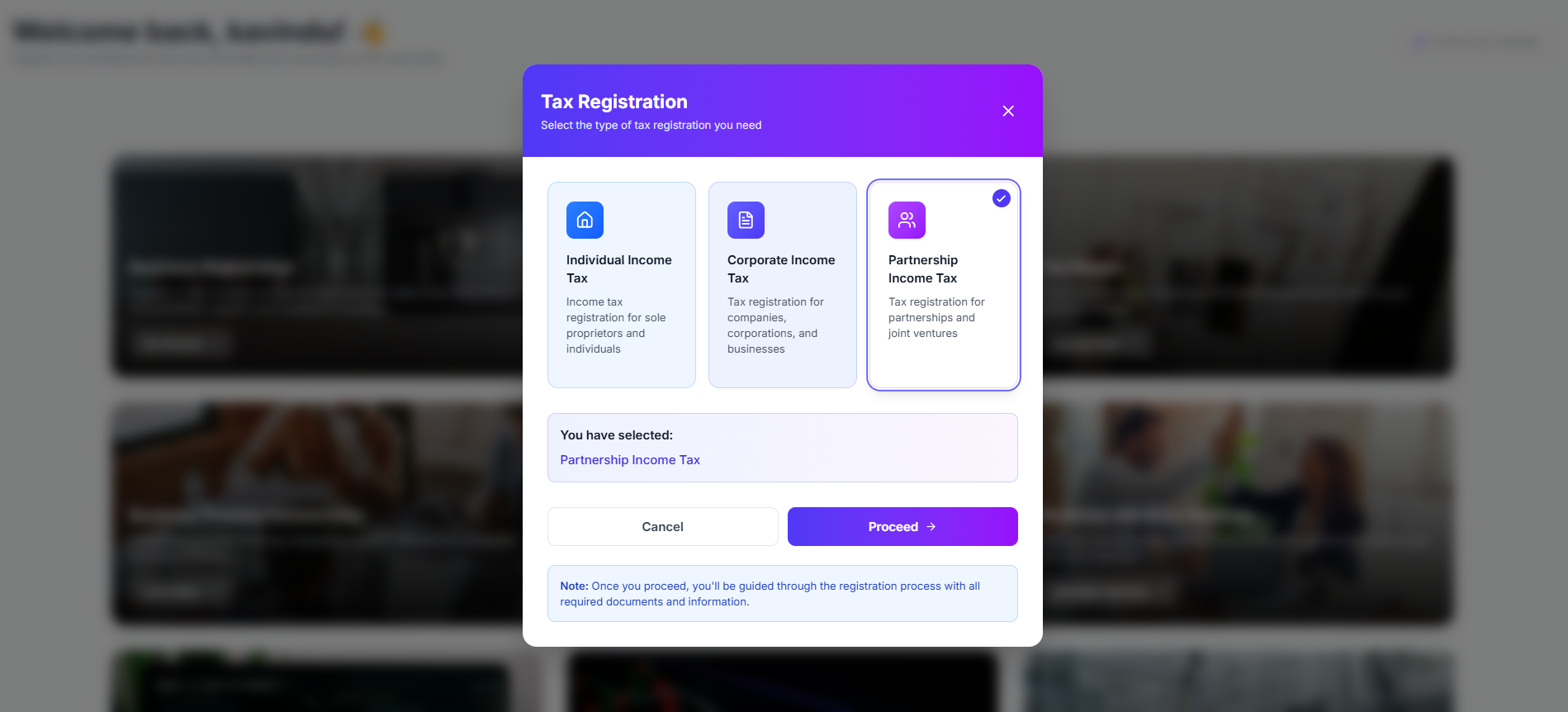 Partnership Tax Registration (Customer Side) screenshot 1