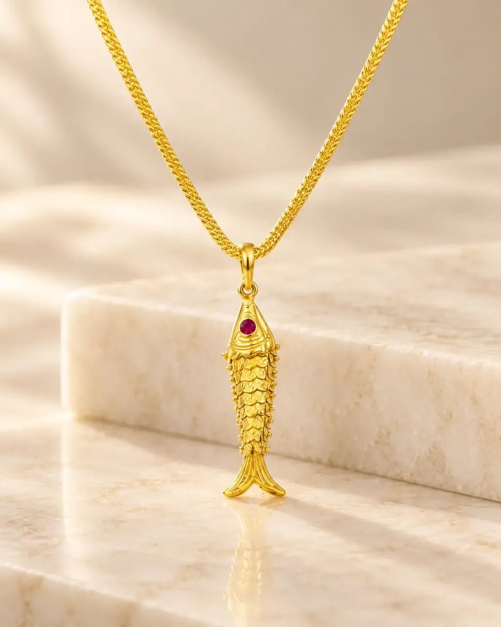 Fish Charm Gold Necklace
