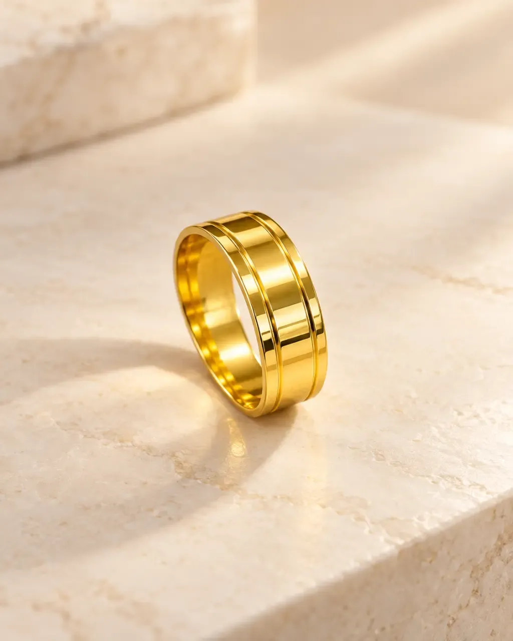 Double-Groove Gold Ring
