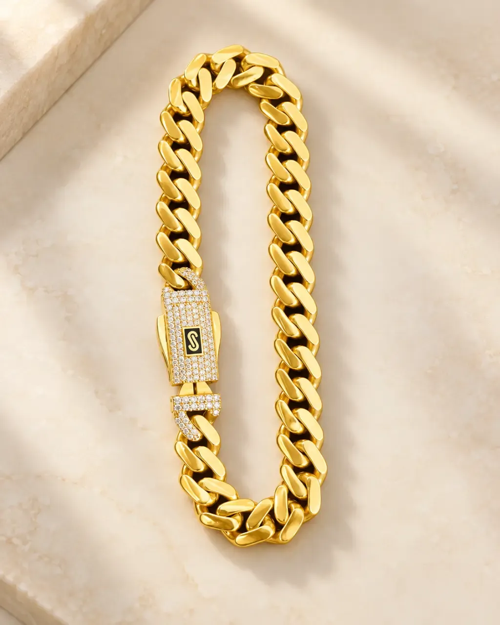 Diamond Clasp Cuban Gold Bracelet