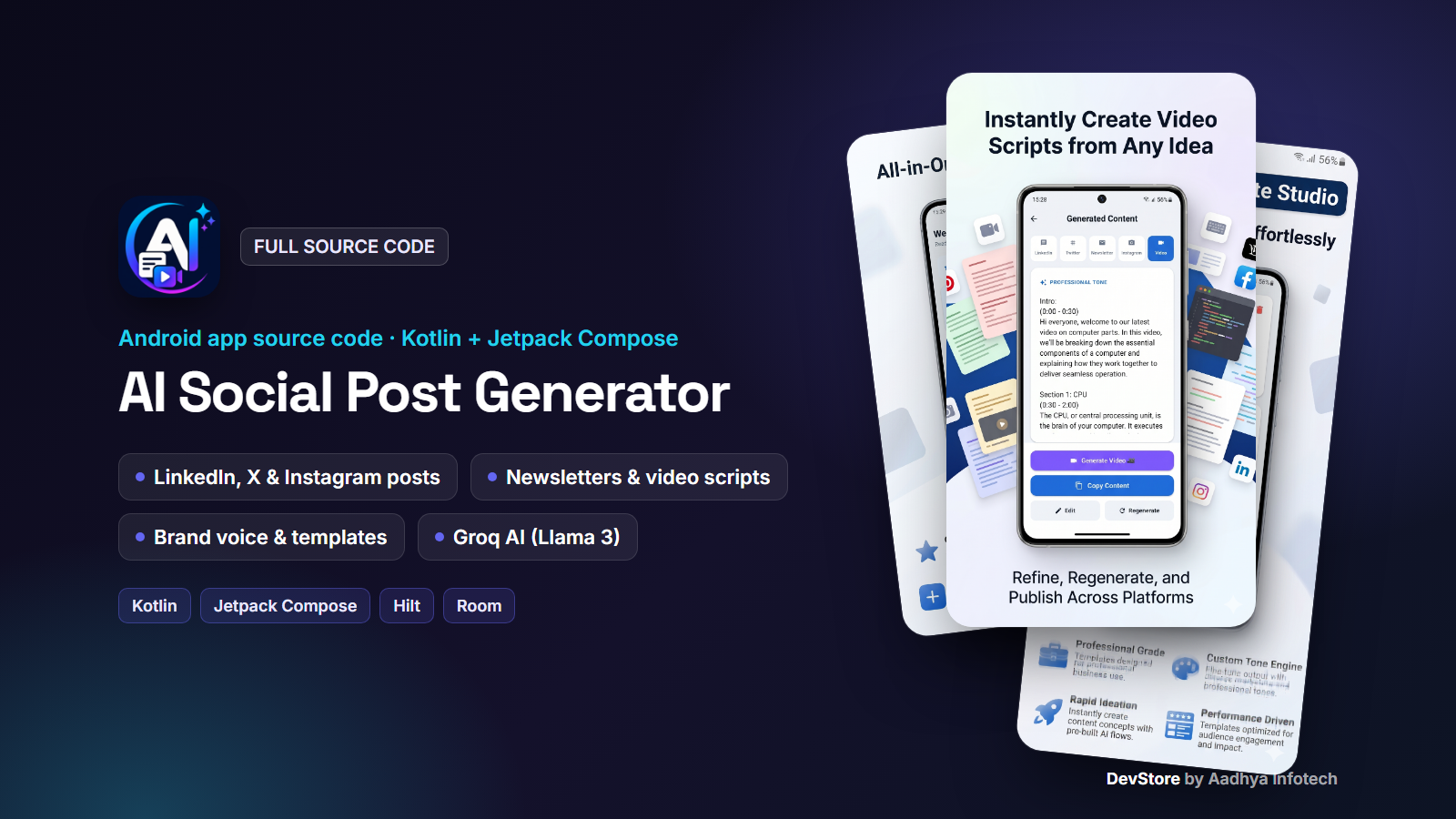 AI Social Post Generator — Android Kotlin Compose Source Code — image 1