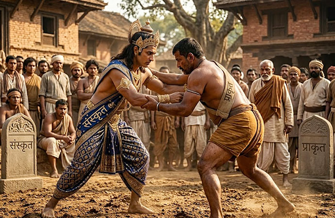 How did elite Sanskrit get whacked by am janata Prakrit?