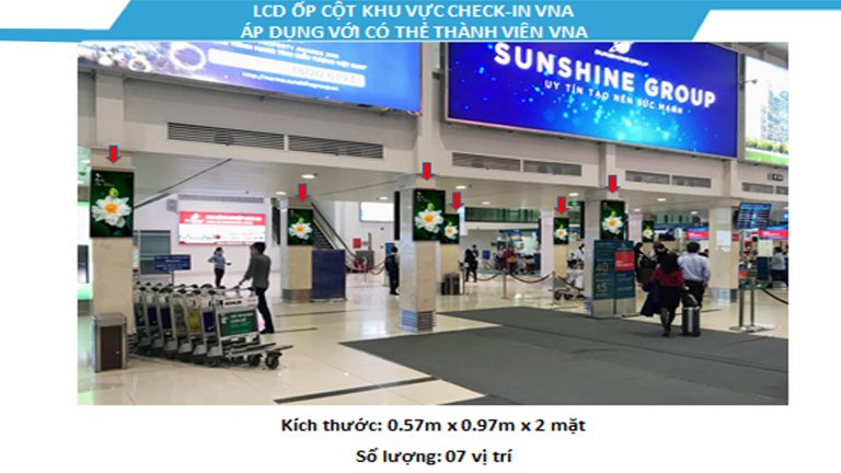 Led Indoor Tại 43″ Check-In VNA Dành Cho Khách Thương Gia Và Thành Viên Bông Sen Vàng – Sân Bay Tân Sơn Nhất – Quận Tân Bình – Tp. Hồ Chí Minh (14 Vị Trí)