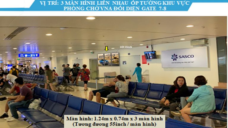 Led Indoor Tại 55″ Ốp Tường Khu Vực Phòng Chờ VNA Đối Diện Gate 7-8 – Sân Bay Tân Sơn Nhất – Quận Tân Bình – Tp. Hồ Chí Minh (3 Vị Trí)