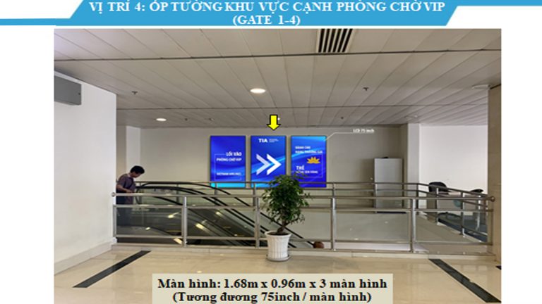 Led Indoor Tại Ốp Tường Khu Vực Cạnh Phòng Chờ Vip (Gate 1-4) 75 Inch – Sân Bay Tân Sơn Nhất – Quận Tân Bình – Tp. Hồ Chí Minh (3 Vị Trí)