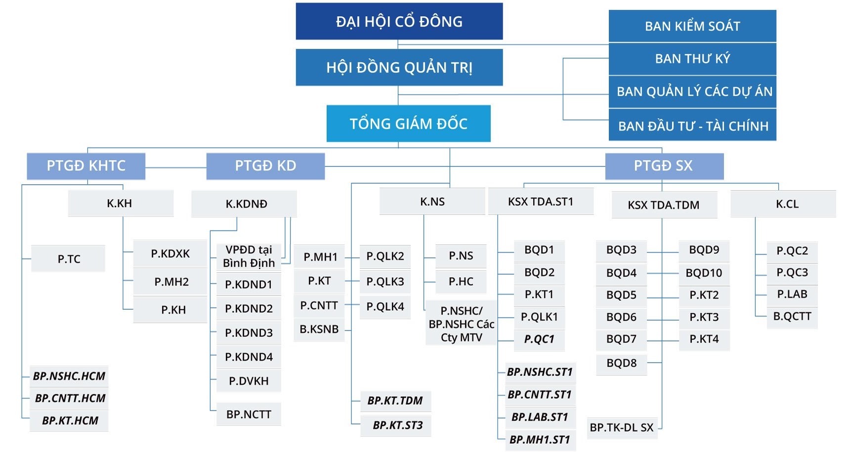 Sơ đồ tổ chức Hội đồng Cổ đông, Công ty Cổ phần Tôn Đông Á và các Công ty Thành viên