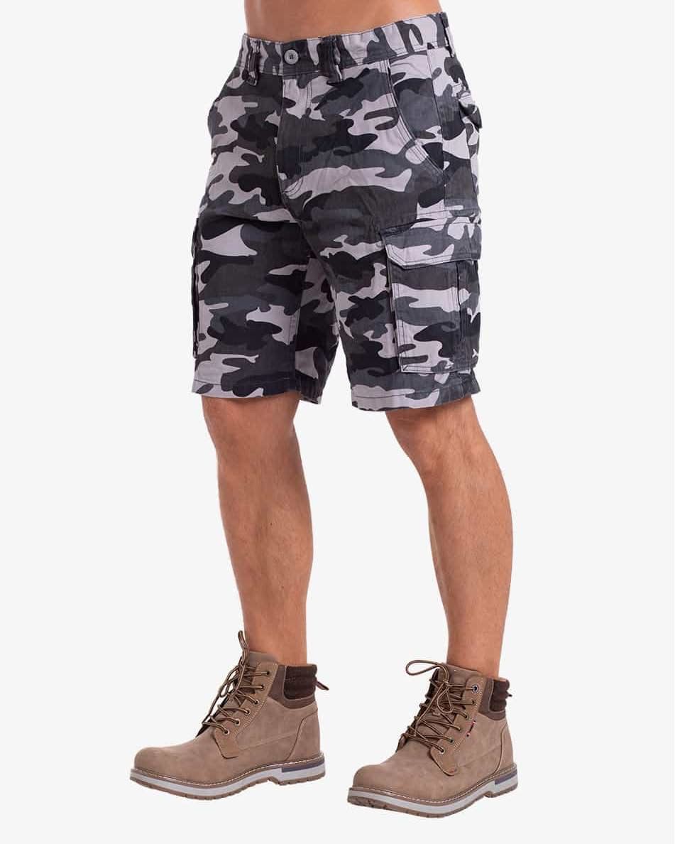 Men’s Camo Cargo Shorts- Grey