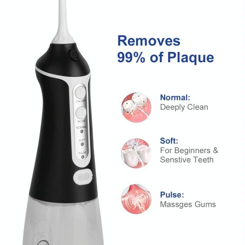 Portable Water Flosser Teeth Cleaner IPX8 Waterproof Electric Oral Irrigator, Capacity: 300ml(Black)