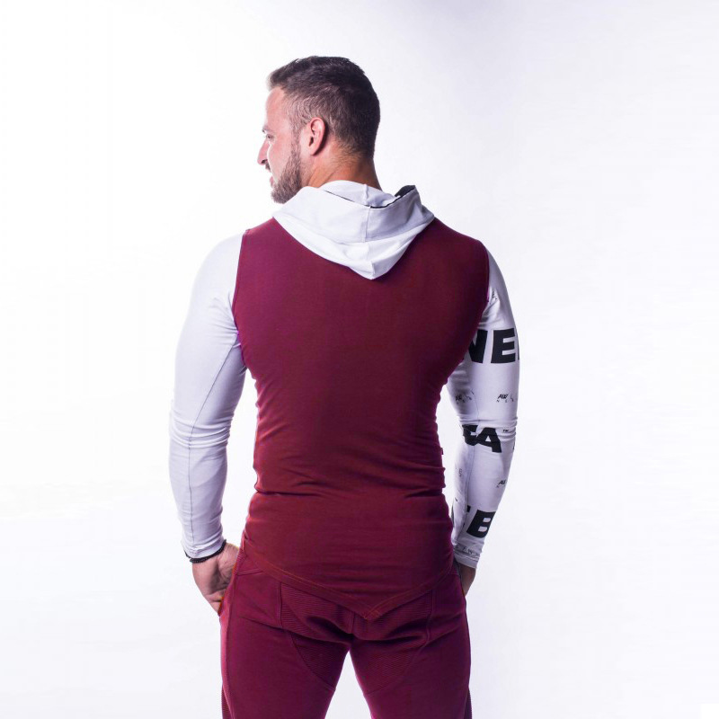  fitness new sports long-sleeved men's stretch cotton hooded sweater  