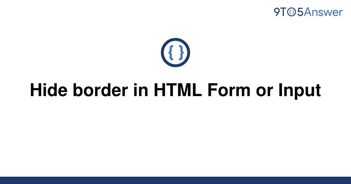 How To Hide Border Of Input Text In Html