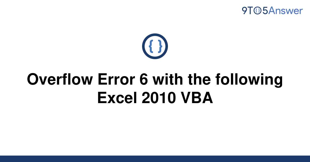 vba overflow error 6