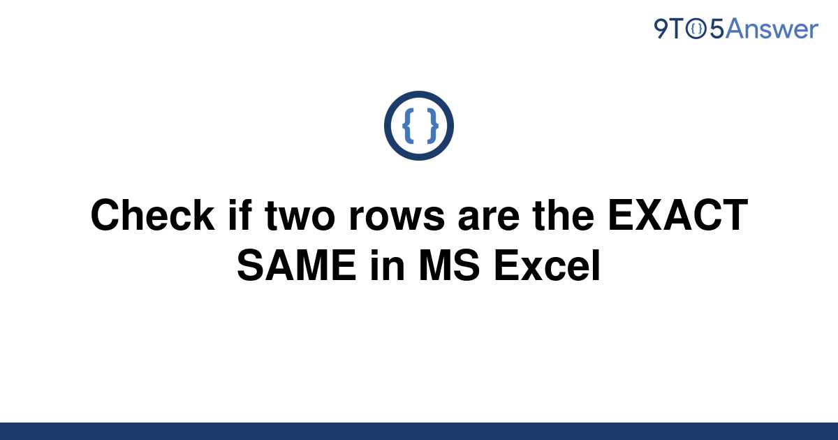 Excel Check If Two Rows Have Same Value