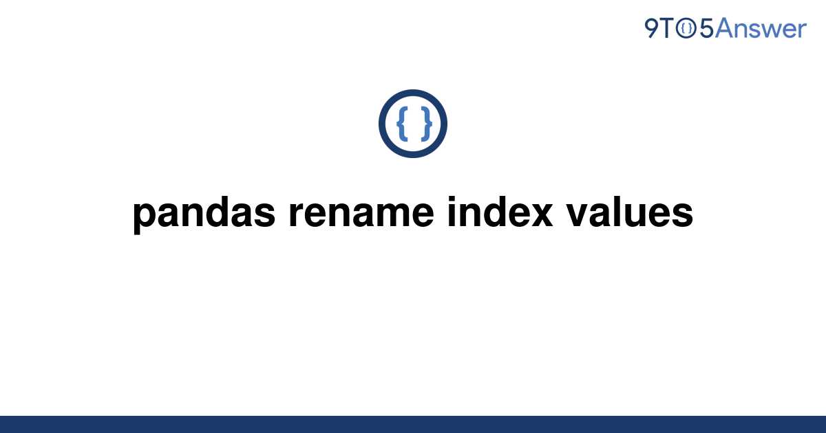 Pandas Rename Index Values