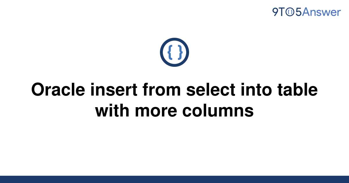 Oracle Insert From Select Example