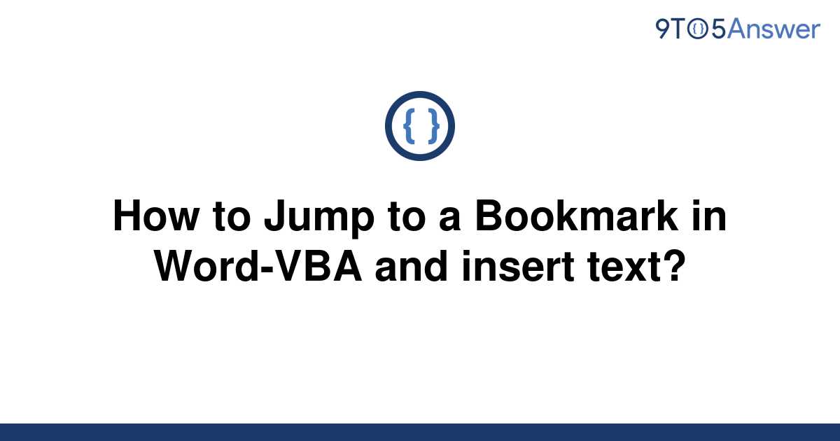 How To Jump To Bookmarks In Word