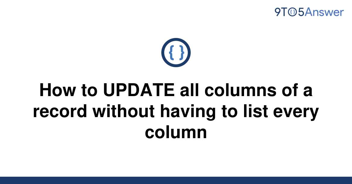 How To Update All Columns In Oracle