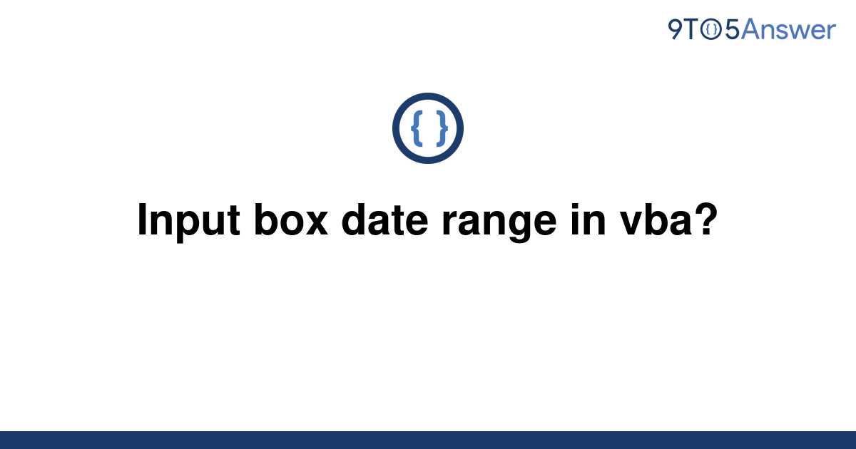 Vba Excel Date Range