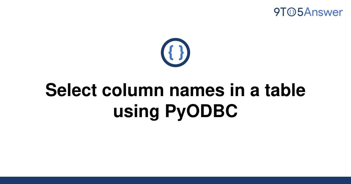 Pyodbc Select Example