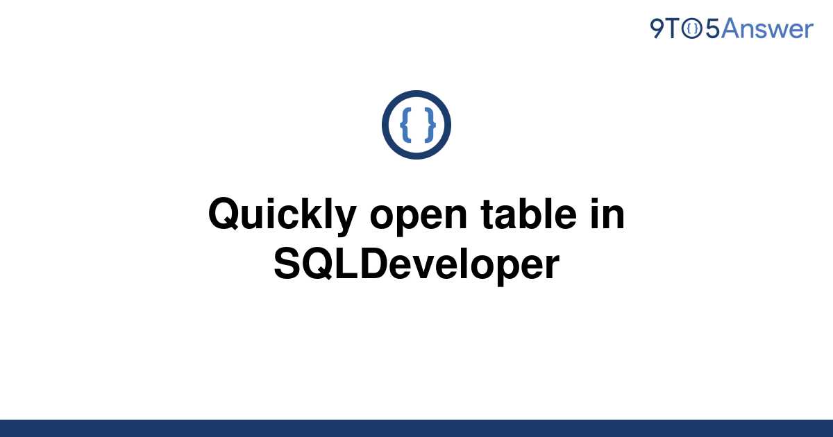 How To Open Table In Sql Developer