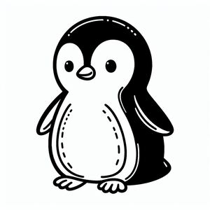 A black and white drawing of a penguin 3