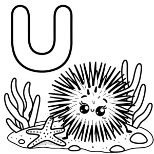 Urchin is under the sea with letter U