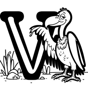Vulture with letter V