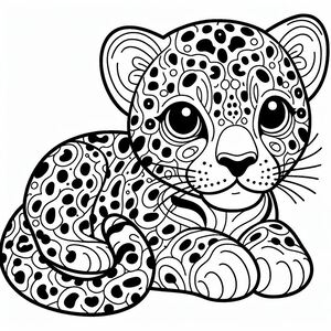 A black and white drawing of a leopard 2