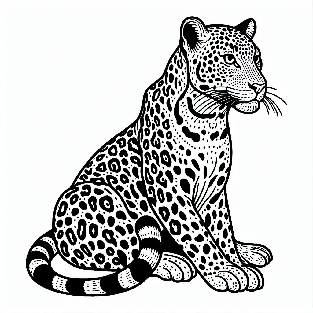 A black and white drawing of a leopard 3