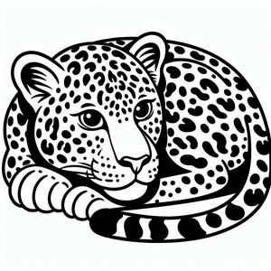 A black and white drawing of a leopard 4