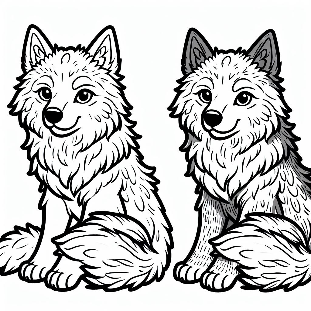 A drawing of two dogs sitting next to each other